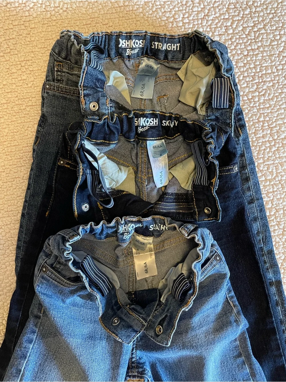 3 Pairs OshKosh B'gosh Boys' Jeans. Size 6